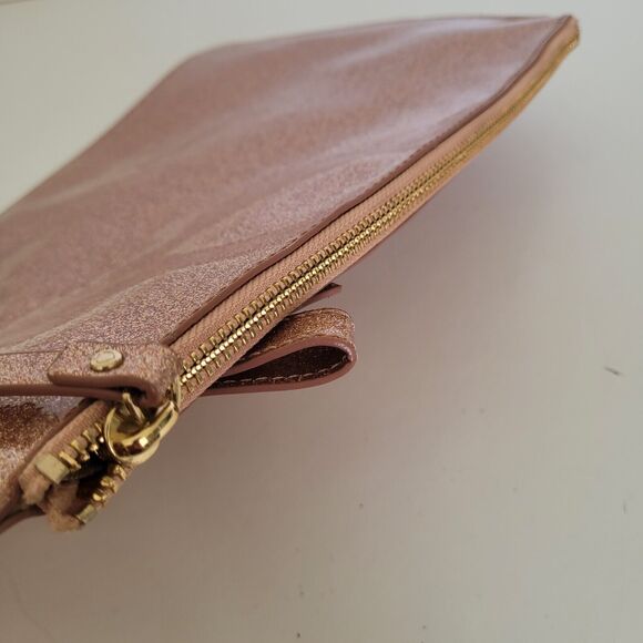 Kate Spade Bag Clutch Glitter Rose Gold Bow Evening Party Glam Zip Pouch Purse - Picture 8 of 12